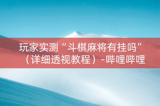 玩家实测“斗棋麻将有挂吗”（详细透视教程）-哔哩哔哩