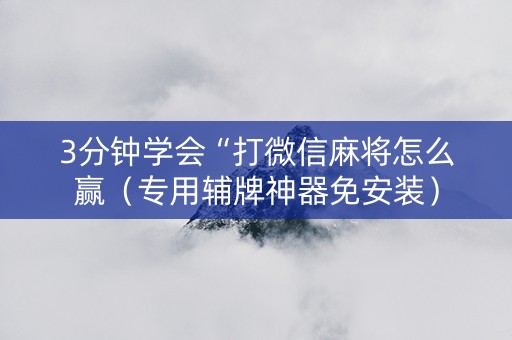 3分钟学会“打微信麻将怎么赢（专用辅牌神器免安装）