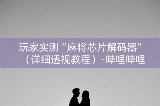 玩家实测“麻将芯片解码器”（详细透视教程）-哔哩哔哩