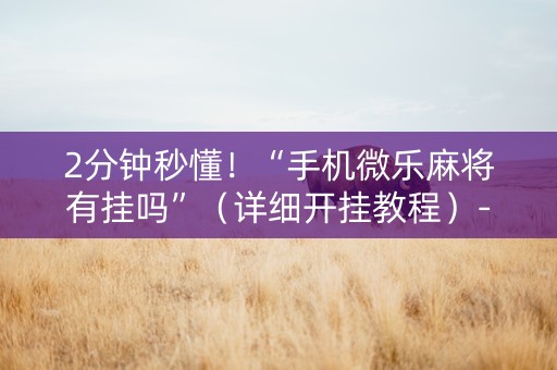 2分钟秒懂！“手机微乐麻将有挂吗”（详细开挂教程）-哔哩哔哩