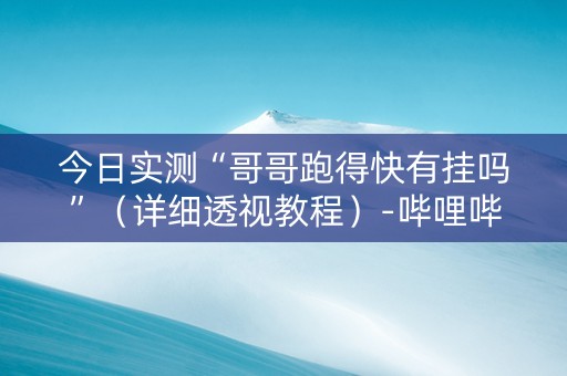 今日实测“哥哥跑得快有挂吗”（详细透视教程）-哔哩哔哩