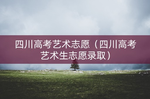 四川高考艺术志愿（四川高考艺术生志愿录取）