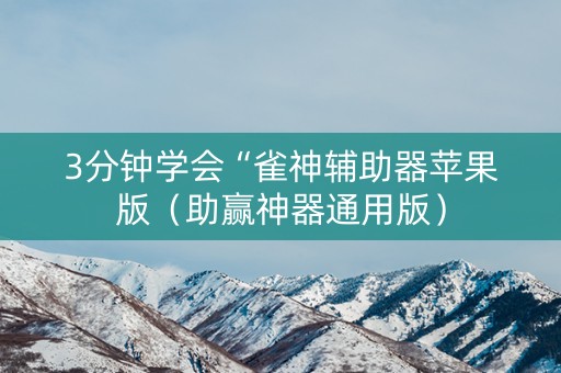 3分钟学会“雀神辅助器苹果版（助赢神器通用版）