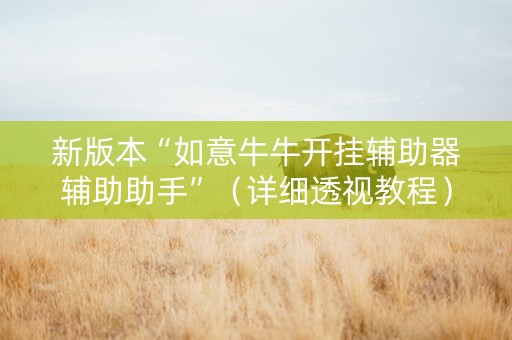 新版本“如意牛牛开挂辅助器辅助助手”（详细透视教程）-哔哩哔哩