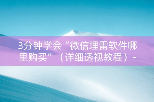 3分钟学会“微信埋雷软件哪里购买”（详细透视教程）-哔哩哔哩