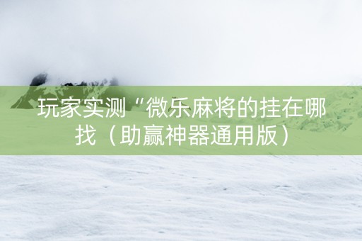 玩家实测“微乐麻将的挂在哪找（助赢神器通用版）