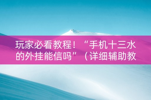 玩家必看教程！“手机十三水的外挂能信吗”（详细辅助教程）-哔哩哔哩