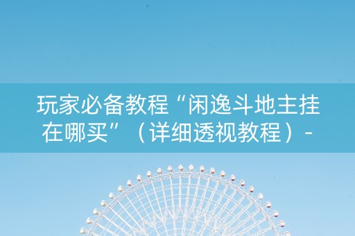 玩家必备教程“闲逸斗地主挂在哪买”（详细透视教程）-哔哩哔哩