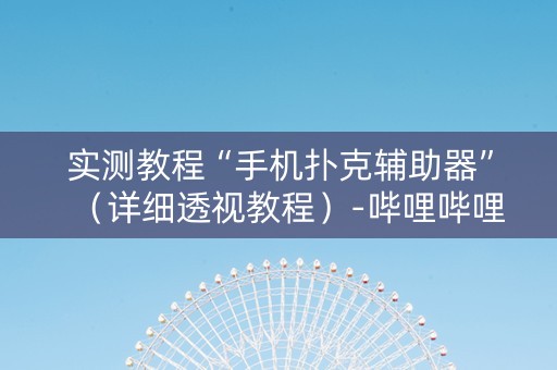 实测教程“手机扑克辅助器”（详细透视教程）-哔哩哔哩