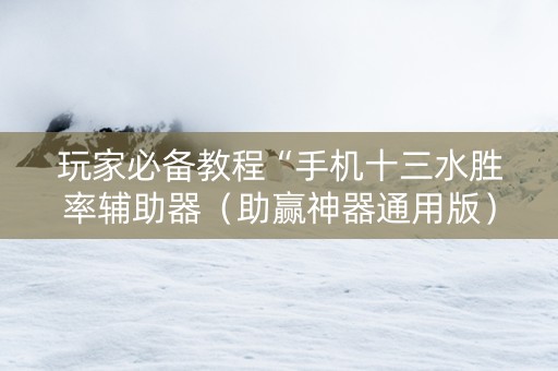 玩家必备教程“手机十三水胜率辅助器（助赢神器通用版）
