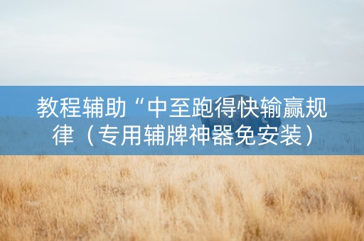 教程辅助“中至跑得快输赢规律（专用辅牌神器免安装）
