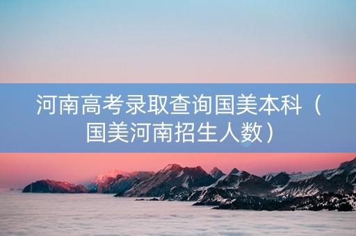 河南高考录取查询国美本科（国美河南招生人数）