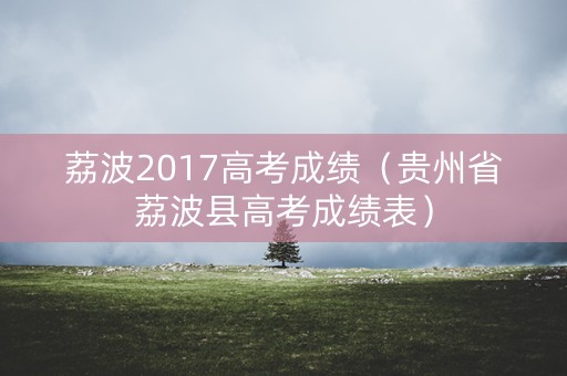 荔波2017高考成绩（贵州省荔波县高考成绩表）