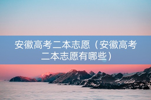 安徽高考二本志愿（安徽高考二本志愿有哪些）