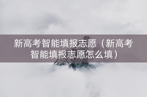 新高考智能填报志愿（新高考智能填报志愿怎么填）