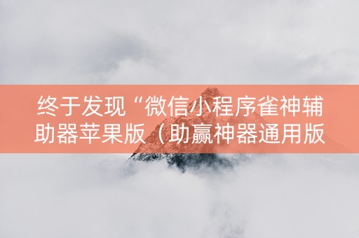 终于发现“微信小程序雀神辅助器苹果版（助赢神器通用版）