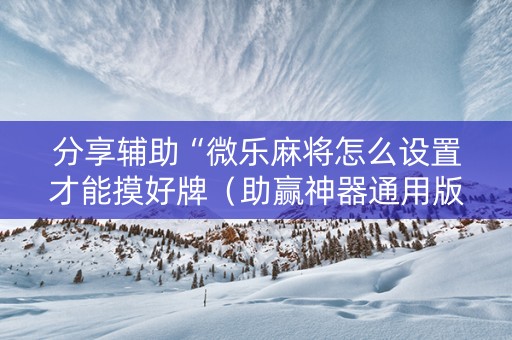 分享辅助“微乐麻将怎么设置才能摸好牌（助赢神器通用版）