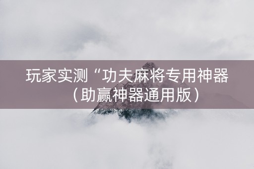 玩家实测“功夫麻将专用神器（助赢神器通用版）