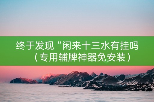 终于发现“闲来十三水有挂吗（专用辅牌神器免安装）