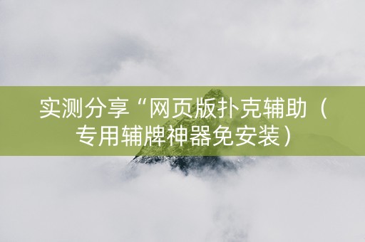 实测分享“网页版扑克辅助（专用辅牌神器免安装）