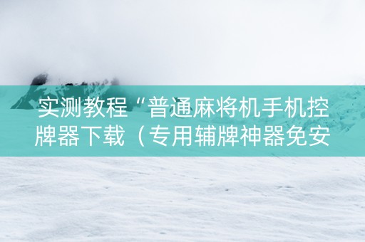 实测教程“普通麻将机手机控牌器下载（专用辅牌神器免安装）