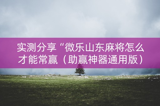 实测分享“微乐山东麻将怎么才能常赢（助赢神器通用版）