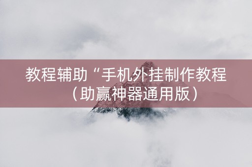 教程辅助“手机外挂制作教程（助赢神器通用版）