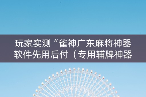 玩家实测“雀神广东麻将神器软件先用后付（专用辅牌神器免安装）