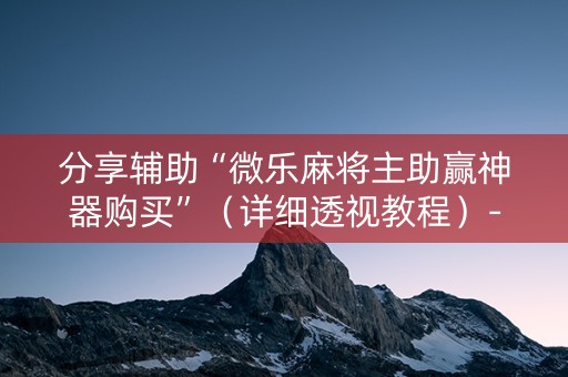 分享辅助“微乐麻将主助赢神器购买”（详细透视教程）-哔哩哔哩