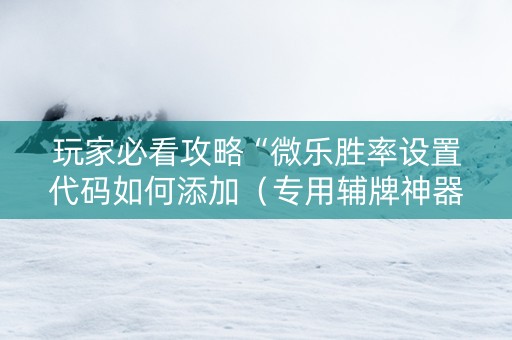 玩家必看攻略“微乐胜率设置代码如何添加（专用辅牌神器免安装）