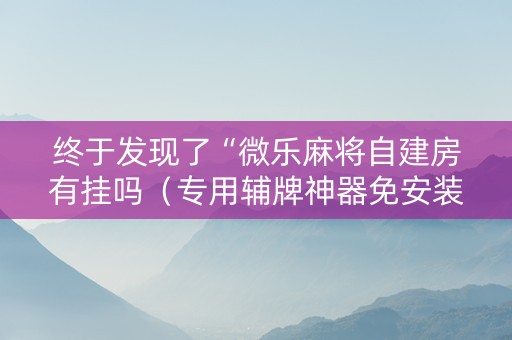 终于发现了“微乐麻将自建房有挂吗（专用辅牌神器免安装）