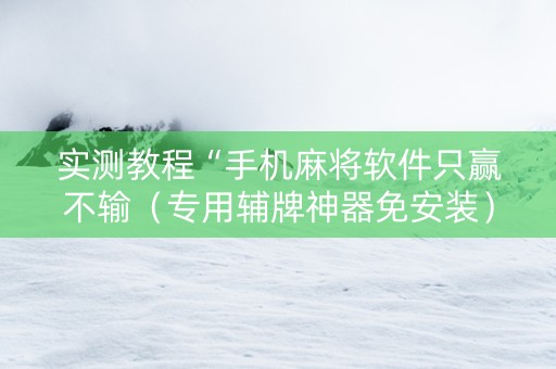 实测教程“手机麻将软件只赢不输（专用辅牌神器免安装）
