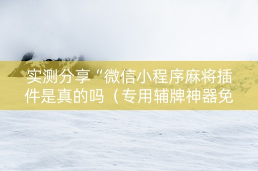实测分享“微信小程序麻将插件是真的吗（专用辅牌神器免安装）