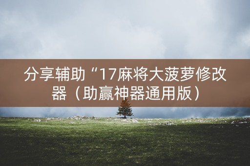 分享辅助“17麻将大菠萝修改器（助赢神器通用版）