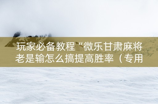 玩家必备教程“微乐甘肃麻将老是输怎么搞提高胜率（专用辅牌神器免安装）