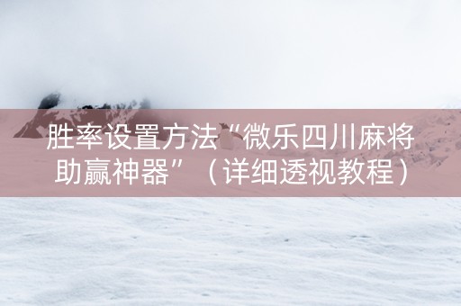 胜率设置方法“微乐四川麻将助赢神器”（详细透视教程）-哔哩哔哩