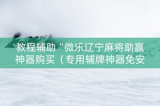 教程辅助“微乐辽宁麻将助赢神器购买（专用辅牌神器免安装）