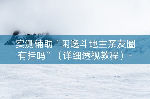 实测辅助“闲逸斗地主亲友圈有挂吗”（详细透视教程）-哔哩哔哩
