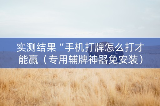 实测结果“手机打牌怎么打才能赢（专用辅牌神器免安装）