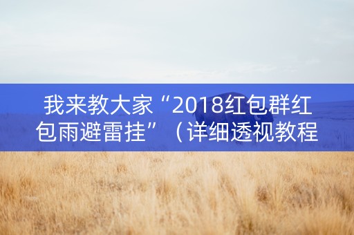 我来教大家“2018红包群红包雨避雷挂”（详细透视教程）-哔哩哔哩