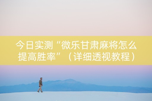 今日实测“微乐甘肃麻将怎么提高胜率”（详细透视教程）-哔哩哔哩