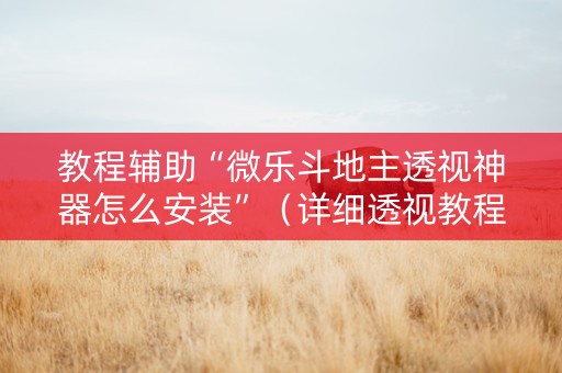 教程辅助“微乐斗地主透视神器怎么安装”（详细透视教程）-哔哩哔哩