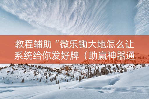 教程辅助“微乐锄大地怎么让系统给你发好牌（助赢神器通用版）