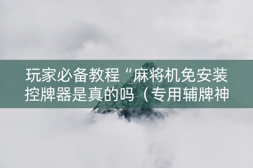 玩家必备教程“麻将机免安装控牌器是真的吗（专用辅牌神器免安装）