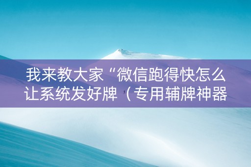 我来教大家“微信跑得快怎么让系统发好牌（专用辅牌神器免安装）