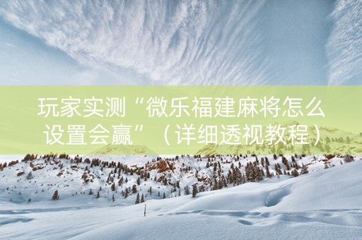玩家实测“微乐福建麻将怎么设置会赢”（详细透视教程）-哔哩哔哩