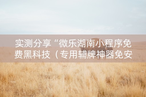实测分享“微乐湖南小程序免费黑科技（专用辅牌神器免安装）