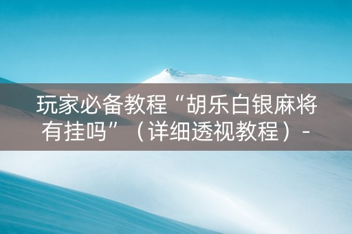 玩家必备教程“胡乐白银麻将有挂吗”（详细透视教程）-哔哩哔哩