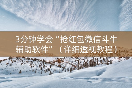 3分钟学会“抢红包微信斗牛辅助软件”（详细透视教程）-哔哩哔哩