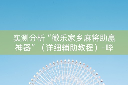 实测分析“微乐家乡麻将助赢神器”（详细辅助教程）-哔哩哔哩
